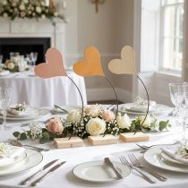 Artículo Decoración de mesa corazones boda, decoración corazón metal naranja/amarillo H40cm 3pcs