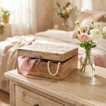 Artículo Caja de madera con tapa joyero caja de madera 20×20×9,5cm