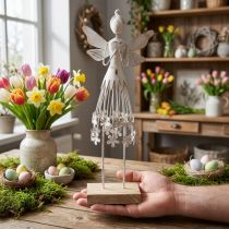 Artículo Hada de flores decoración de mesa primavera decoración de metal hada blanco Al.30,5cm