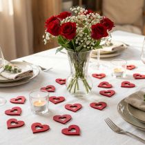 Artículo Corazones decorativos decoración esparcida corazones de madera rojo Ø2cm 144p