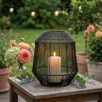 Artículo Portavelas negro, farol decorativo, cesta de alambre, Ø24cm, H28cm