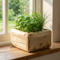 Artículo Maceta jardinera macetero de madera natural 15,5×15,5cm