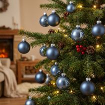 Artículo Bolas de navidad cristal bola de cristal azul mate/brillante Ø4cm 60 piezas