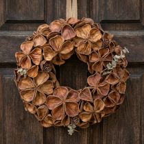 Artículo Corona de loto seco, corona decorativa para puerta, 35 cm