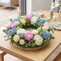 Artículo Corona de espuma floral, tabla de madera, espuma floral húmeda, 38 cm, 2 unidades