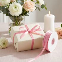 Artículo Cinta de regalo, cinta de raso rosa, cinta decorativa, 6 mm × 50 m