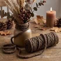 Artículo Cordón de lana Mirabell esponjoso, marrón, 25 m, cinta decorativa para floristería y manualidades
