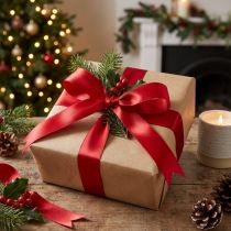 Artículo Cinta decorativa de regalo roja 50m