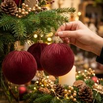 Artículo Adorno navideño, aspecto de terciopelo rojo, para colgar, 15 cm, 3 unidades.