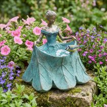 Artículo Baño de pájaros figura de jardín niña con vestido de flores Al. 33,5 cm