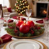 Artículo Velas esféricas rojas de 80 mm, paquete de 6 unidades: decoración de mesa con ambiente, decoración navideña e iluminación festiva.