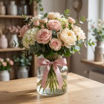 Artículo Cinta de regalo cinta decorativa punteada rosa viejo 10mm 25m