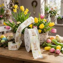 Artículo Cinta de regalo con motivo de conejito de Pascua para embalaje festivo, 15 m
