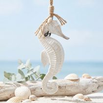Artículo Decoración Caballito de Mar para Colgar Lacado Blanco 27cm
