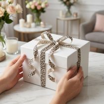 Artículo Cinta de regalo con estampado de leopardo para decoración creativa, cinta rizada de 10 mm y 100 m.