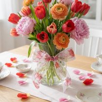 Artículo Cinta de organza cinta de gasa loro tulipanes rojo 40mm 18m