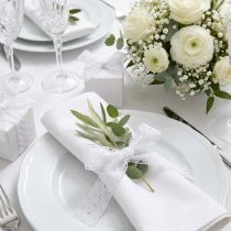 Artículo Cinta con encaje, decoración de boda, cinta decorativa Blanco W35mm L20m