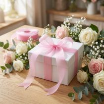 Artículo Cinta de organza cinta de regalo cinta rosa orillo 25mm 50m