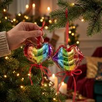 Artículo Decoración festiva de vidrio con forma de beso de corazón para Navidad