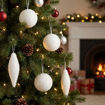 Artículo Decoración de nieve Adornos navideños bolas conos Ø4/8cm 18 piezas