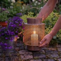 Artículo Farol decorativo farol de metal con mango rosa Ø18cm H29cm