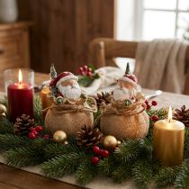 Artículo Figura decorativa Papá Noel en saco decoración navideña Ø8cm/H13cm 2 piezas