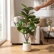 Artículo Ficus lyrata artificial de 120 cm, decorativo para salón.