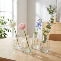 Artículo Mini jarrón de cristal decorativo para interiores minimalistas y vida moderna, 11 cm, 6 piezas