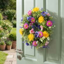 Artículo Corona de flores artificiales de primavera para decorar la puerta de entrada, 30 cm.
