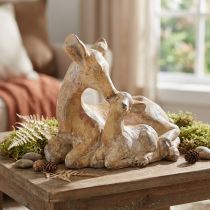 Artículo Figura decorativa Cierva con cervatillo Piedra fundida 20cm