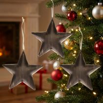 Artículo Decoración del árbol de Navidad decoración estrella metal negro oro Ø15cm 3 piezas