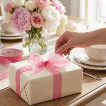 Artículo Cinta de organza cinta de regalo cinta rosa orillo 6mm 50m