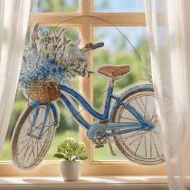 Artículo Letrero de madera decorativa para colgar bicicleta verano azul, blanco 31 × 25cm