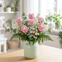 Artículo Rosas artificiales rosas de cera rosa rosas decorativas cera Ø6cm 18 piezas