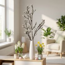 Artículo Rama de magnolia artificial Rama decorativa de primavera con capullos Marrón Blanco L135cm