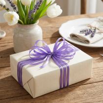 Artículo Cinta de regalo decorativa, cinta de raso morada, 3 mm × 50 m