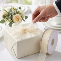 Artículo Cinta de gasa cinta de organza cinta decorativa organza crema 25mm 20m