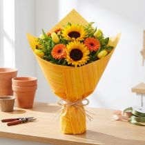 Artículo Flor de papel para puños, color amarillo naranja, 37,5 cm, 100 m