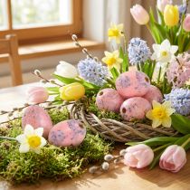 Artículo Huevos de codorniz rosa claro 3cm huevos soplados decoración primaveral 50 piezas