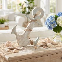 Artículo Ancla Deco Madera Marine Deco Blanco Azul 24.5cmx14.5cm