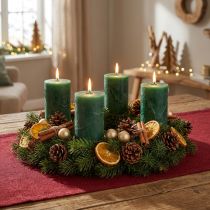 Artículo Velas de pilar premium, verde oscuro, 70 x 100 mm, juego de 4, larga duración