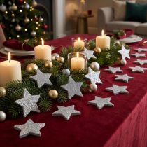 Artículo Estrellas decorativas dispersas con purpurina Ø6,5cm plata 36 piezas