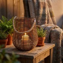 Artículo Vela en cesta, farol con asa, decoración de velas, farol de cesta Ø24cm H34cm