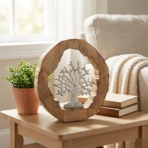 Artículo Deco escultura árbol en aro de madera decoración de mesa para colocar 22×21×4cm