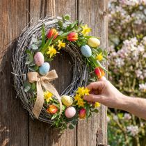 Artículo Corona decorativa Ø30cm corona de primavera encalada enredaderas de olmo corona de puerta de Pascua decoración de madera