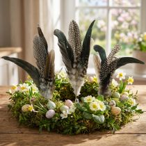 Artículo Pluma sobre resorte de metal Decoración de primavera Plumas reales 25cm 5pcs