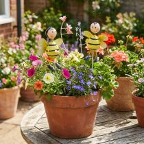 Artículo Tapón flor abeja con flor decoración metal primavera verano 4pcs