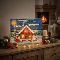 Artículo Cuadro LED Navidad Papá Noel con muñeco de nieve Mural LED 38x28cm