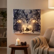 Artículo Cuadro LED paisaje invernal parque con farolillos Mural LED 58x38cm