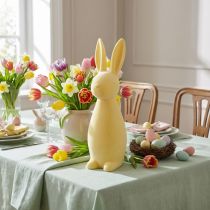 Artículo Conejito de Pascua decorativo (2.ª opción), amarillo flocado, 47 cm de alto
